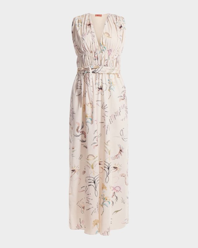 Fie Shirred Sleeveless Midi Dress